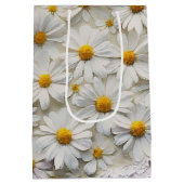 テクスチャ上の白いデイジー動揺して ミディアムペーパーバッグ (裏面)