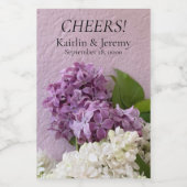 テクスチャ上の白と紫のライラック ワインラベル (シングルラベル)