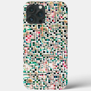 テクスチャ付きのラフなスタイル、モザイク正方形のクリームタイル iPhone 13 PRO MAXケース