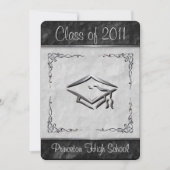 テクスチャ付きの白黒の卒業案内 招待状 (正面)