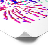 テクスチャ付きアメリカ国旗の地図と花火 ポスター (角)