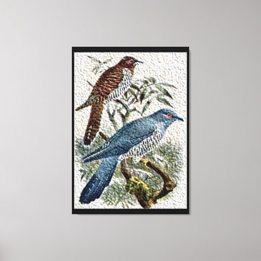 テクスチャ付きキャンバス印刷で2色のカッコウ鳥 キャンバスプリント (正面)