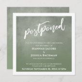 テクスチャ付きグラデーション緑の結婚延期カード 招待状 (正面/裏面)