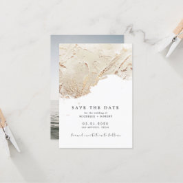 テクスチャ付きゴールドフォイル写真Save The Date招待状 招待状