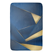 テクスチャ付きストライプバックグラウンド曲線(青と金ゴールド) バスマット (正面縦)