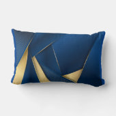 テクスチャ付きストライプバックグラウンド曲線(青と金ゴールド) ランバークッション (裏面)