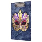 テクスチャ付きダークネイビー上の装飾的なベネチアンマスク クリップボード (左)