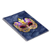 テクスチャ付きダークネイビー上の装飾的なベネチアンマスク ノートブック (右側)