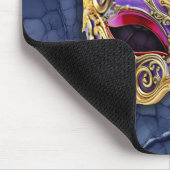 テクスチャ付きダークネイビー上の装飾的なベネチアンマスク マウスパッド (コーナー)