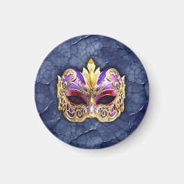 テクスチャ付きダークネイビー上の装飾的なベネチアンマスク マグネット