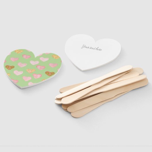 テクスチャ付きハートパターン（の模様が）あるハンドヘルドファン ハンドファン (組立なし)