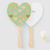 テクスチャ付きハートパターン（の模様が）あるハンドヘルドファン ハンドファン (正面&裏面)