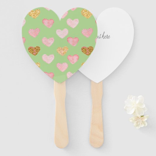 テクスチャ付きハートパターン（の模様が）あるハンドヘルドファン ハンドファン (正面&裏面)