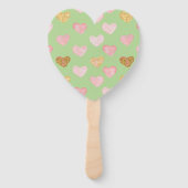 テクスチャ付きハートパターン（の模様が）あるハンドヘルドファン ハンドファン (正面)