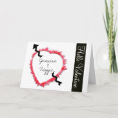 テクスチャ付きハート型アウトラインのHelloカスタム シーズンカード (正面)