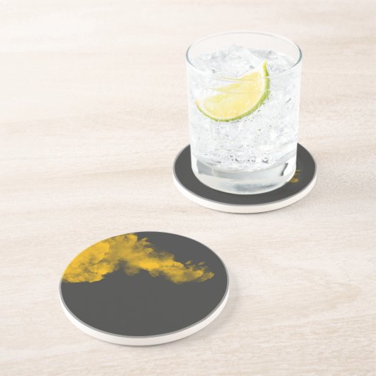 テクスチャ付きバックの黄色ユニーク砂岩コースター コースター (側面)