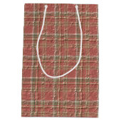 テクスチャ付きパターン（の模様が）あるタータンチェック ミディアムペーパーバッグ (裏面)