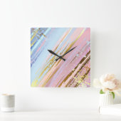 テクスチャ付きピンクの背景 スクエア壁時計 (ホーム)