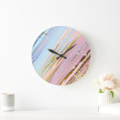 テクスチャ付きピンクの背景 ラージ壁時計 (ホーム)