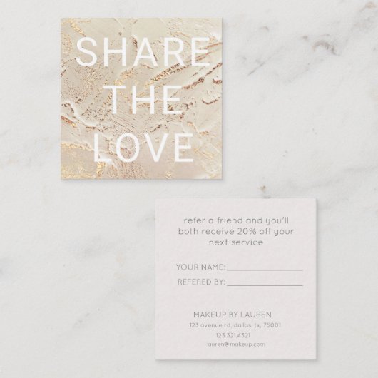 テクスチャ付きフェイク金ゴールドホイルモダンロイヤリティカード スクエア名刺 (正面/裏面)