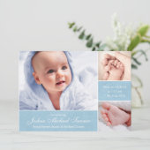 テクスチャ付きフォトボックスベビーのお知らせ – 少年 案内状 (スタンド正面)