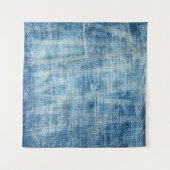 テクスチャ付きブルーデニムクローズアップ タペストリー (正面(横))