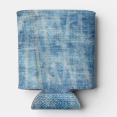 テクスチャ付きブルーデニムクローズアップ 缶クーラー (裏面)