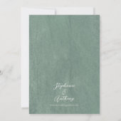 テクスチャ付きライトセージ緑の野草結婚の鳥 招待状 (裏面)