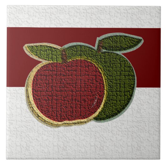 テクスチャ付きリンゴ（クランベリー/白） タイル (正面)