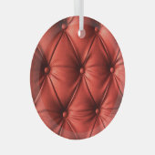 テクスチャ付きレッドレザー：詳細なマテリアルのクローズアップ ガラスオーナメント (正面右)