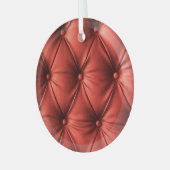 テクスチャ付きレッドレザー：詳細なマテリアルのクローズアップ ガラスオーナメント (正面左)
