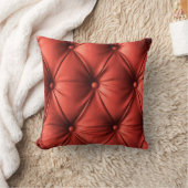 テクスチャ付きレッドレザー:詳細なマテリアルのクローズアップ クッション (ブランケット)