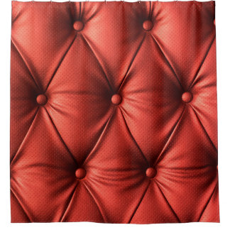 テクスチャ付きレッドレザー：詳細なマテリアルのクローズアップ シャワーカーテン