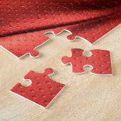 テクスチャ付きレッドレザー：詳細なマテリアルのクローズアップ ジグソーパズル (側面)