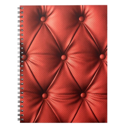 テクスチャ付きレッドレザー：詳細なマテリアルのクローズアップ ノートブック (正面)