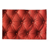 テクスチャ付きレッドレザー：詳細なマテリアルのクローズアップ 枕カバー (裏面)