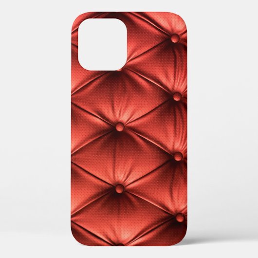 テクスチャ付きレッドレザー:詳細なマテリアルのクローズアップ Case-Mate iPhoneケース (裏面)