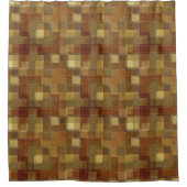 テクスチャ付き単色の茶色のタータンチェックの格子縞。 シャワーカーテン (正面)