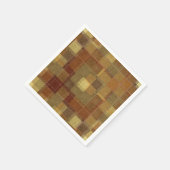 テクスチャ付き単色の茶色のタータンチェックの格子縞。 スタンダードカクテルナプキン (角)