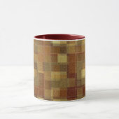 テクスチャ付き単色の茶色のタータンチェックの格子縞。 マグカップ (中央)