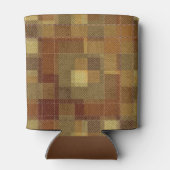 テクスチャ付き単色の茶色のタータンチェックの格子縞。 缶クーラー (裏面)