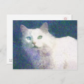テクスチャ付き白い猫はがき ポストカード (正面/裏面)
