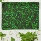 テクスチャ付き穀物メタリックグリーン キッチンタオル (折り畳み)