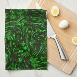 テクスチャ付き穀物メタリックグリーン キッチンタオル