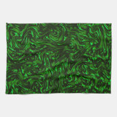 テクスチャ付き穀物メタリックグリーン キッチンタオル (横)