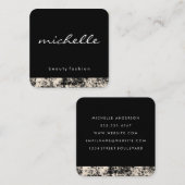 テクスチャ付き筆記体文字のミニマリスト白 スクエア名刺 (正面/裏面)