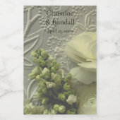 テクスチャ付き紙の白いラヌカルスとライラック ワインラベル (シングルラベル)