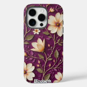 テクスチャ付き紫にクリーム色の花 Case-Mate iPhoneケース (裏面)