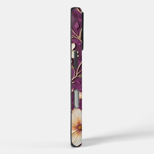 テクスチャ付き紫にクリーム色の花 Case-Mate iPhoneケース (裏面 / 右)