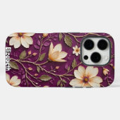 テクスチャ付き紫にクリーム色の花 Case-Mate iPhoneケース (裏面 (横))